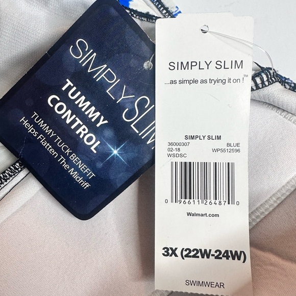 Simply Swim Tummy Control Blue Floral Swimsuit Size 3X - Picture 11 of 12